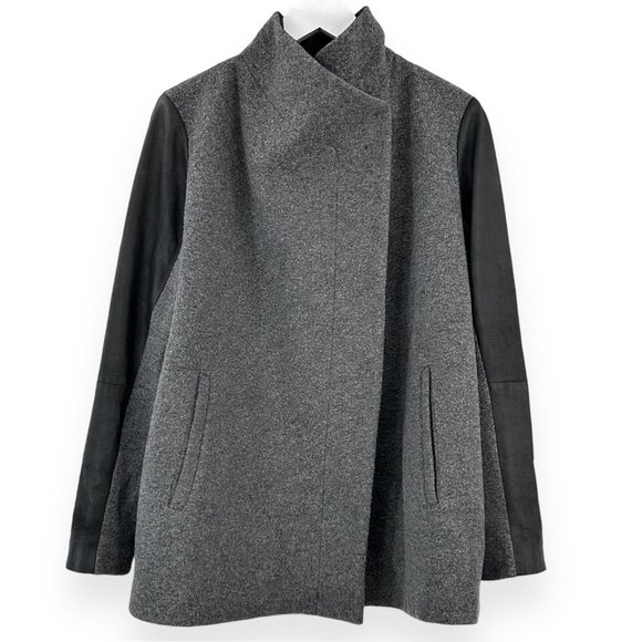 Theory Gray and Black Pea Coat - Picture 1 of 10
